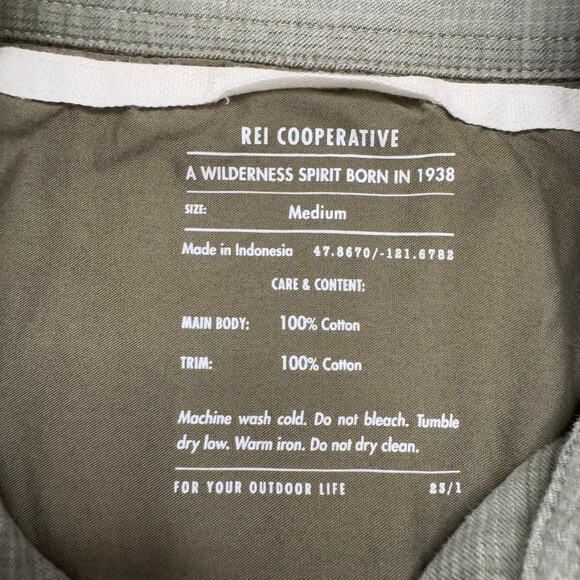 REI COOP Wallace Lake Flannel Shirt in Soft Green Plaid Size Medium Mens Cotton - Picture 3 of 6